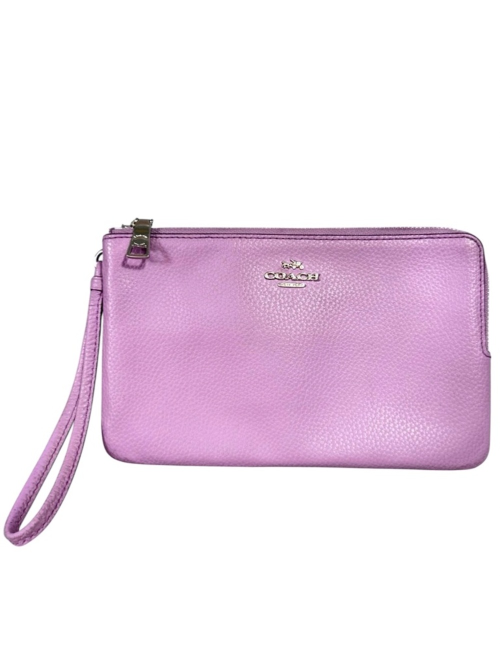Coach Lavendar Pink Leather Zip Close Wristlet - Picture 1 of 14